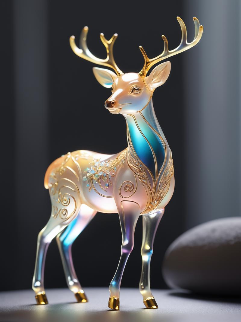 02334-850642972-extremely delicate iridiscent deer made of glass, translucent, tiny golden accents, beautifully and intricately detailed, ethere.png